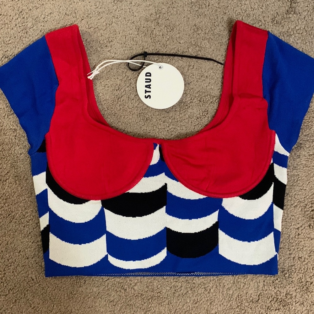 Staud knit material crop top with underwire